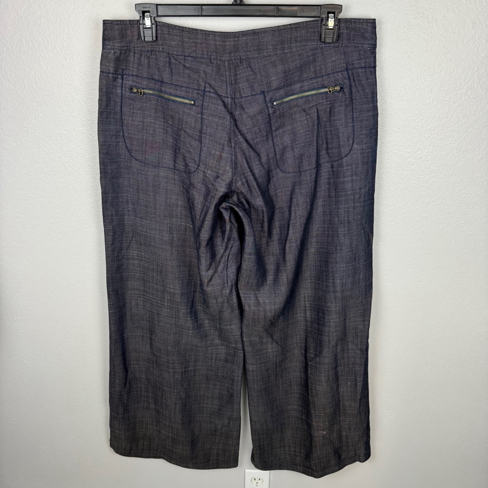 XCVI Wide Leg Pants Women XL Blue Chambray Lagenlook Boho Zip Pockets Casual NEW - Picture 4 of 11